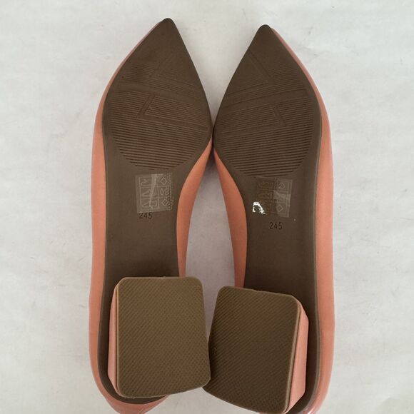 NEW C.Paravano Salmon Pink Low Block Heel Women 8.5 Pointed Toe Classic Spring - Picture 13 of 14